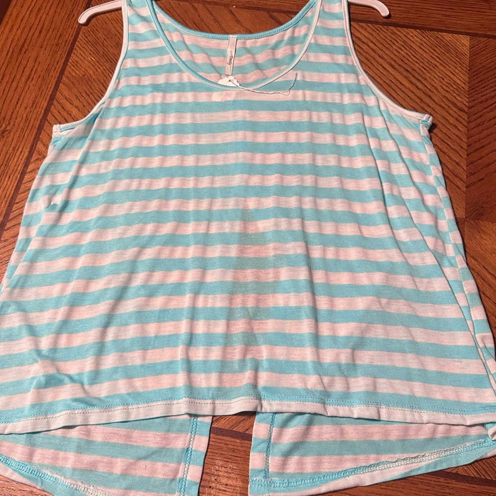 Trinity Aqua and White Striped Top